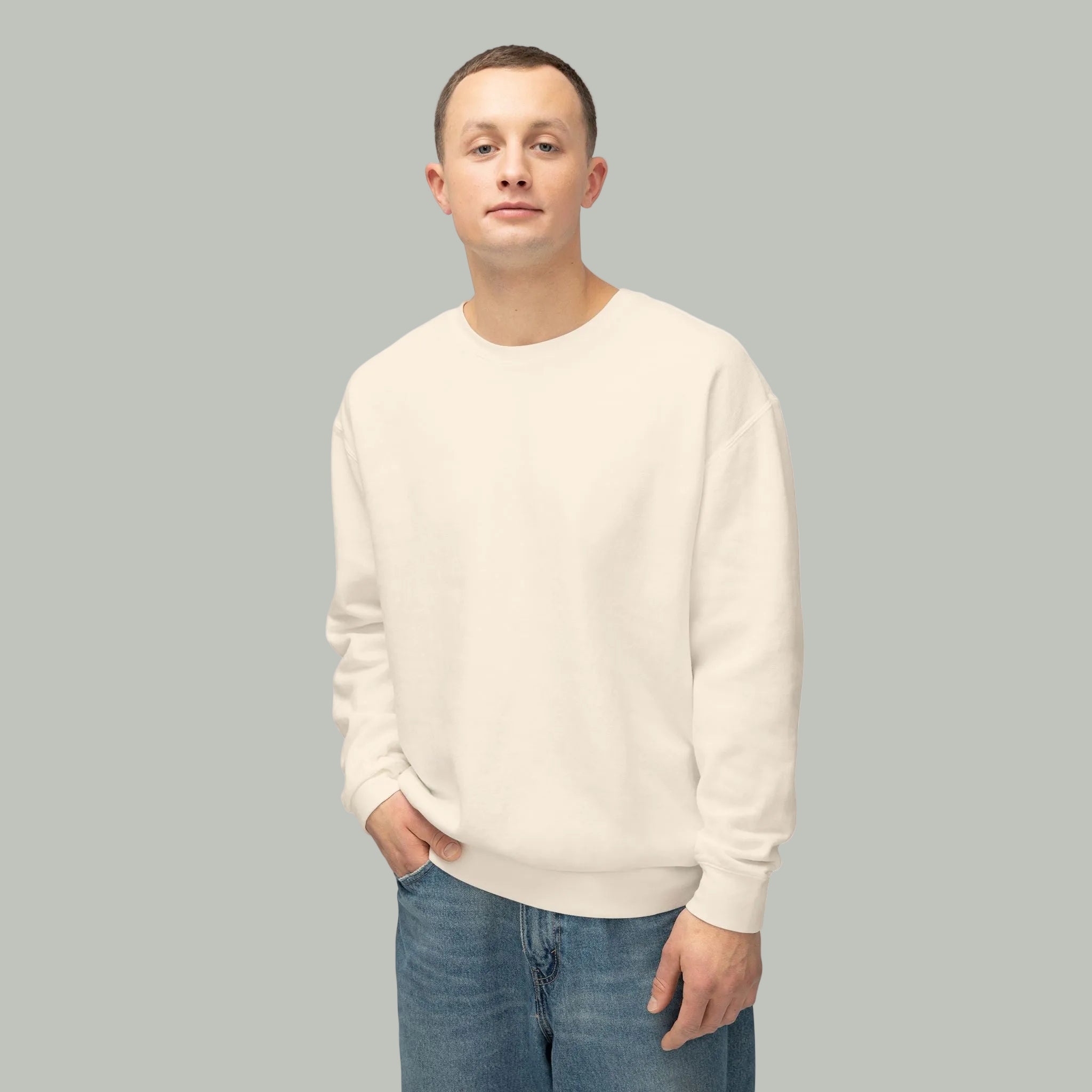 Delete Crewneck Sweatshirt — Minimal White Lightweight Pullover-zoom-16