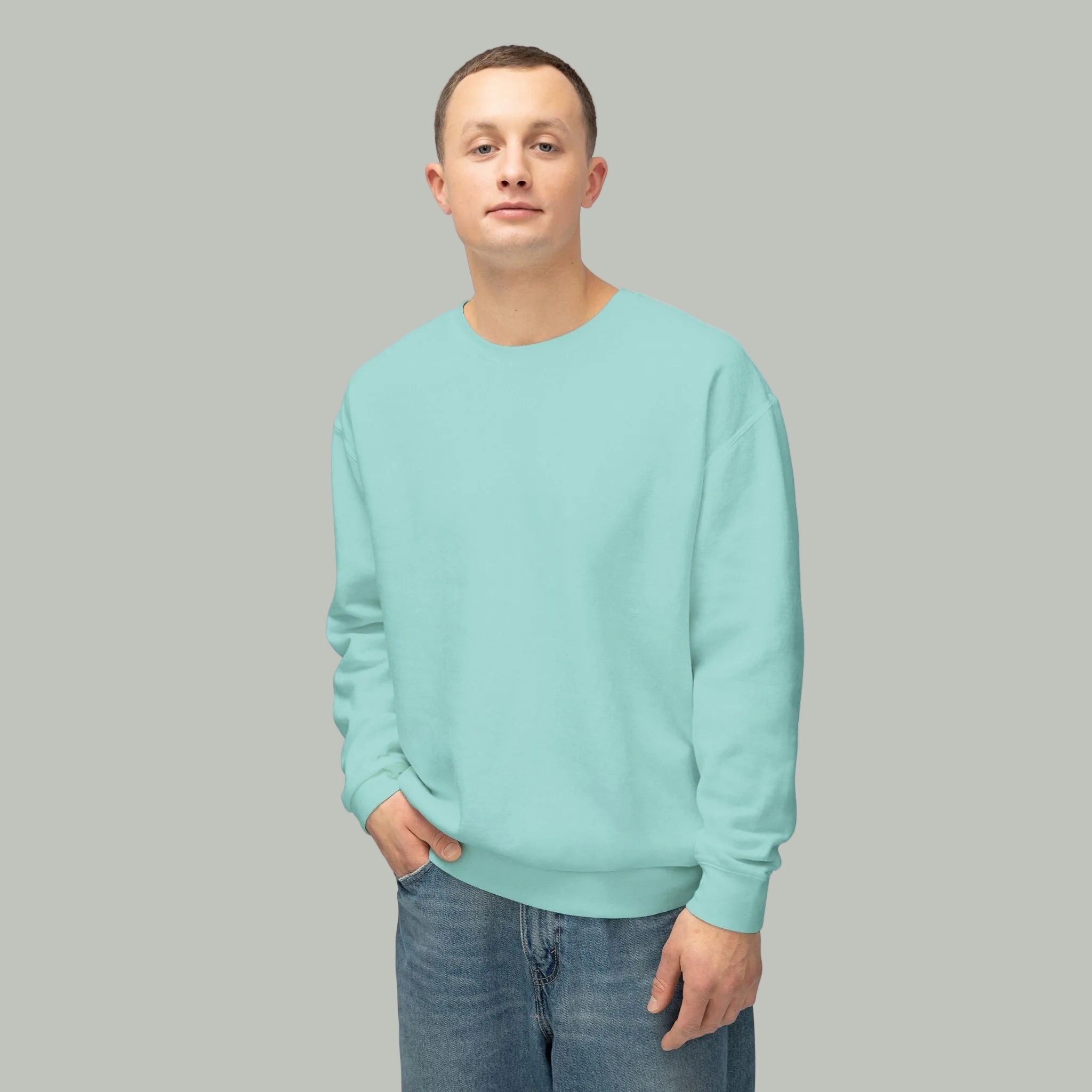 Delete Crewneck Sweatshirt — Minimal White Lightweight Pullover-zoom-23